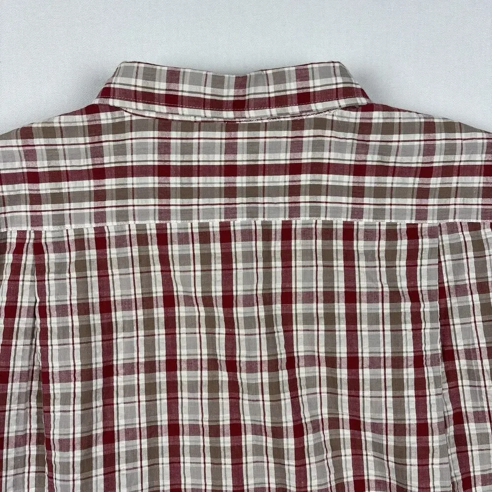 Vintage Y2K Route 66 Men's Casual Shirt Red Plaid Cotton Size M Short Sleeve - Picture 5 of 8